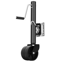 FAHKNS Trailer Jack with Wheel 2000 lbs, Heavy Duty Boat Trailer Jack, 6" Dual Wheels RV Tongue Jack 12" Lift Swivel Double Wheel Trailer Jack for Boat Camper Trailer RV (Black)