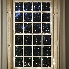 Lights4fun 200 Micro LED Light Curtain Warm White 2 m x 1 m Silver Wire 31 V Timer