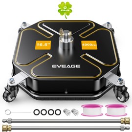 EVEAGE 16.5" Pressure Washer Surface Cleaner - Power Washer Surface Cleaner with 4 Wheels, Four Leaf Clover Design Stainless Steel Housing Power Washer Accessories with 2 Extension Wands