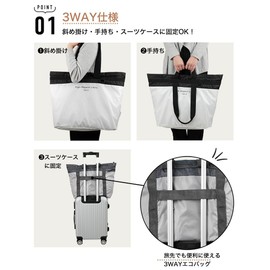 TIAMORA Foldable Shopping Bag, Washable, Shoulder Bag, For Supermarkets, Hanging on Suitcase, Large Capacity Eco Bag, Lightweight, Travel Bag, Shopping Bag, Compact, Stylish, Register Bag, Tote Bag,