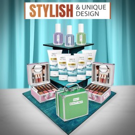 Torched 3-Tier Ebony Retail Table Display Corner Stand with Shelves for Products - Portable