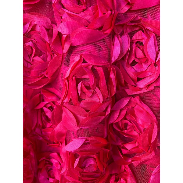 Maci HOT Pink 3D Floral Polyester Satin Rosette on Mesh