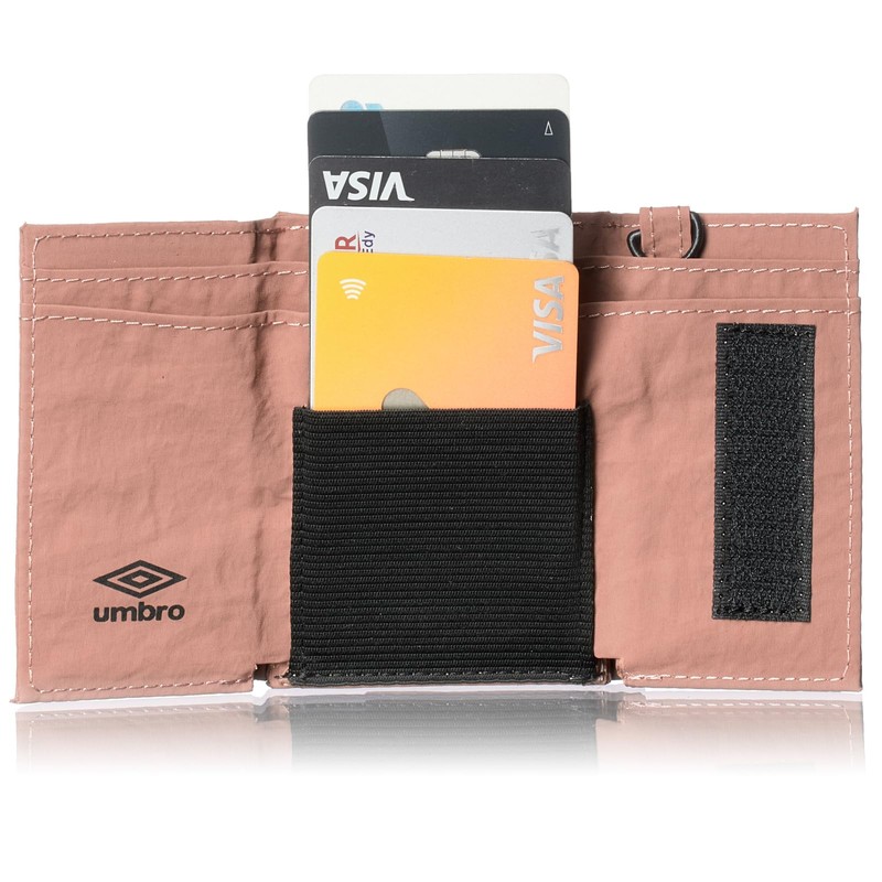 Umbro Men's Women's Trifold Wallet with Neck Strap, Lightweight Nylon,