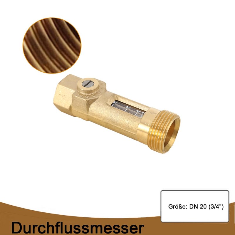 NICCOO Brass Flow Meter, External Thread 3/4 Inch/DN20 Flow Rate