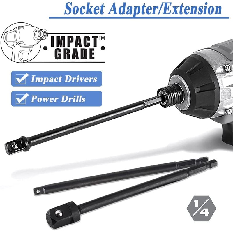 Eyech 3 Pcs Impact Grade Socket Adapter Set 5.9" long,