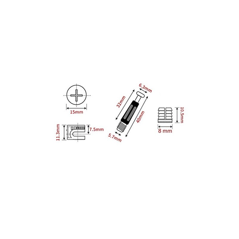 30 Packs Furniture Board Cam Fitting with Dowel and Pre-Inserted