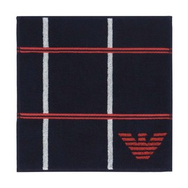 Emporio Armani 02340024 Tattersole Pattern, 100% Cotton, Mini Towel, Hand Towel, Handkerchief, Brand, Men's, Gift (68. Navy)