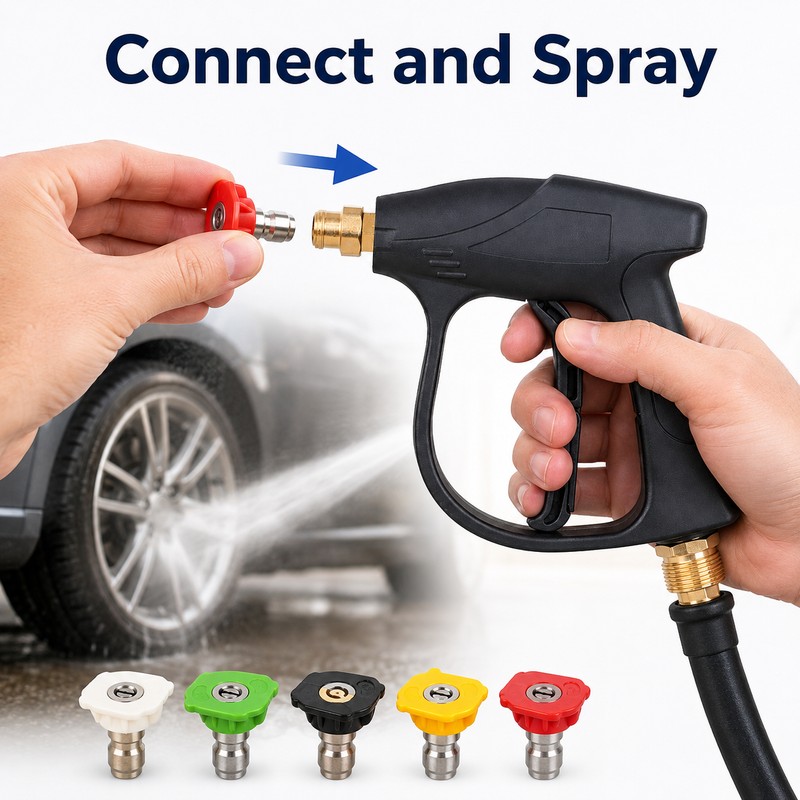 Pressure Washer Gun with 5 Spray Nozzle Tips – M22-14mm