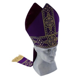UniqKaliber Bishop Hat Papal Mitre Clergy Costume Prop Headgear for Hallween Cosplay Party