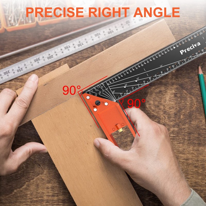 Carpenter Square Tool, Preciva Combination Square 12 Inch/300mm, Stainstainless Steel