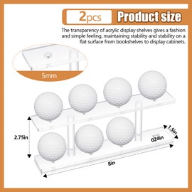 Silipull 2 Pcs Golf Ball Display Rack 8 Balls Clear Acrylic Golf Ball Display Case Holder Golf Ball Small Ball Table Tennis Display Stand Shelf Double Layer