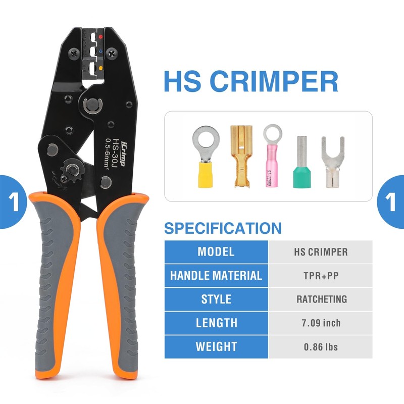 iCrimp Wire Crimping Tool Kit with Wire Stripper and Ratcheting