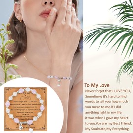 LALASTYLE Cat Eyes Stone Star Bracelet Healing Purple Crystal Bracelet,Anxiety Bracelet Gemstone Beads Bracelet,Women Girlfriend Bracelet Jewellery,Valentine's Day Birthday Mother's Day Gift