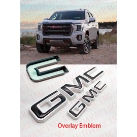 Auto OVERLAY Front & Rear Black White Emblem Overlay Fit 2021-2023 GMC Yukon Yukon XL