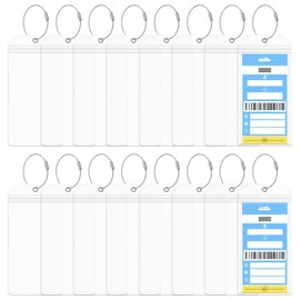 KLEBREIS 16 Pack Cruise Luggage Tag Holders Clear Waterproof PVC Pouch with Steel Loops