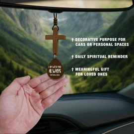 Cross for Car Mirror Hanging Christian Gifts for Men, Women - Scan Phone for Daily Bible Verse Car Rearview Decor Accessories, Jesus Ornament Religious Gift for Truck Driver (I Am with You Always)