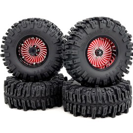 HOBBYSOUL Soft Sticky 2.2'' Mud Slingers Tires 124mm Tall & Adjustable Offset 2.2 Wheels 40mm Wide Rims for RC Crawler TRX4 Everest 10 SCX10 Capra Upgrades,HS701525