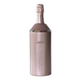 Vinglacé Wine Bottle Chiller- Portable Champagne Insulator- Stainless Steel Wine Cooler Sleeve, Rose Gold
