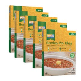 Ashoka Ready to Eat Indian Meals Since 1930, 100% Vegan Bombay Pav Bhaji, All-Natural Traditionally Cooked Indian Food, Plant-Based, Gluten-Free, and with No Preservatives, 10 Ounce (Pack of 5)