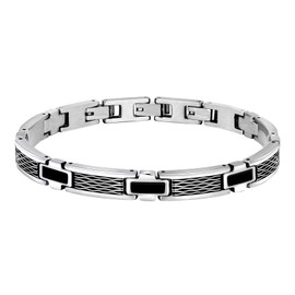 Feifuli Black Bracelets for Men, Link Chain Stainless Steel Bracelet for Men, Charm Jewelry for Birthday Annivesary Fathers Day Valentines,Dad Husband Boyfriend,Casual Trendy Cool Adjustable