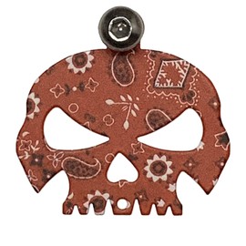 Kustom Cycle Parts Universal Red Bandanna Pattern Skull Bell Hanger - Bolt and Ring Included. Fits all Harley Davidson Motorcycles & More! Proudly MADE IN THE USA! (No Bell)