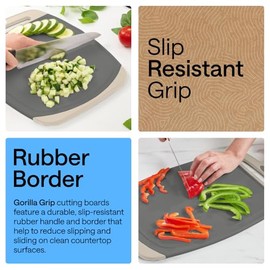 Gorilla Grip - Tabla de cortar extragrande, mango de fcil agarre, surcos para jugos, antideslizante y gruesa. Apta para lavavajillas, no porosa, de...