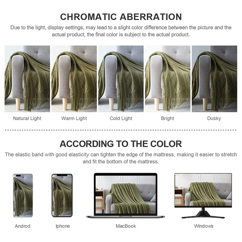 BOURINA Textured Solid Soft Sofa Throw Couch Cover Knitted Decorative