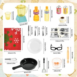 Gnome Accessory Set, 19 Pieces Kitchen Dollhouse Accessories, Miniature Dollhouse Accessories, Gnome Accessories, Christmas, Miniature Decorative Mini Dollhouse, 1:12 Dollhouse Tableware, Miniature