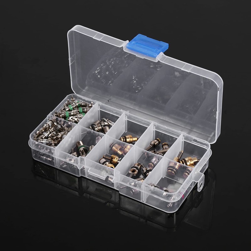 Air Conditioning Valve Insert, 102 Pieces Assortment A/C R134a/R12 K?ltereifenVentil-Schaftkern-Werkzeugzeugatz,