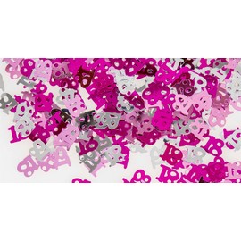 SHATCHI 28g Pink & Silver 18th Birthday Confetti Foil Metallic Glitz Table Scatter Sprinkles Age Bday Party Decorations, 12mm