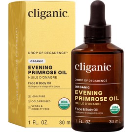 Cliganic Organic Evening Primrose Oil, 100 Pure (1oz) - For Hair  Face  Natural Cold Pressed Unrefined                                                
