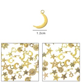 NIANOPKM Pack of 50 Charms Pendants, Star Charm Moon Sun Connection Pendant Kit, Brass Charm for Jewellery Making, Necklaces, Bracelets, Earrings