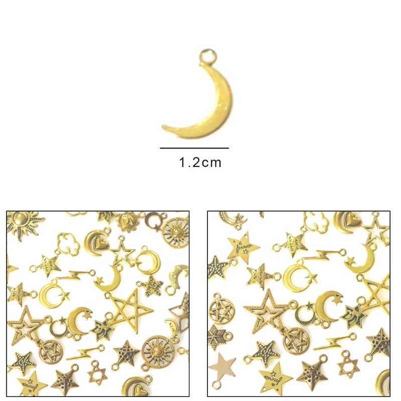 NIANOPKM Pack of 50 Charms Pendants, Star Charm Moon Sun