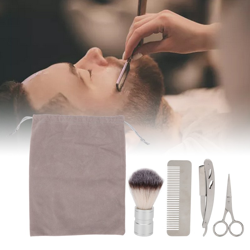 4pcs Beard Trimming Comb Brush Kit Portable Hair Trimming Rust