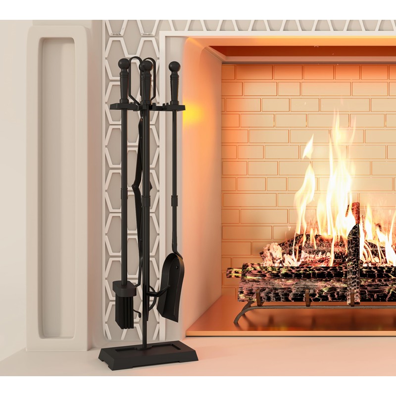 Kingson Fireplace Tools Set 5-Pieces Indoor Outdoor Sturdy Fire Place