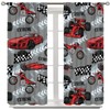 Cartoon Speed Racer Curtains, Seamless Pattern Sports Car Motorcycle Automobile