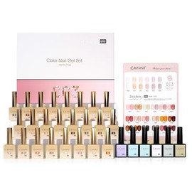 CANNI- Juego de esmaltes de uñas en gel CC3 con carta de colores, 30 piezas de esmaltes en gel rosa gelatinoso, color nude y marrón gelatinoso de...  