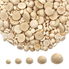 TOAOB 480 Pieces 8 mm to 20 mm Semicircular Wooden Beads Hemispherical Natural Loose Beads Cabochon for Painting DIY Jewellery Making