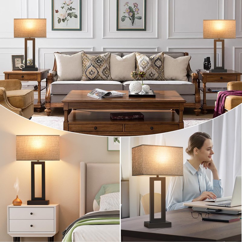 22" Tall Modern Living Room Lamps - Touch Bedside Lamps