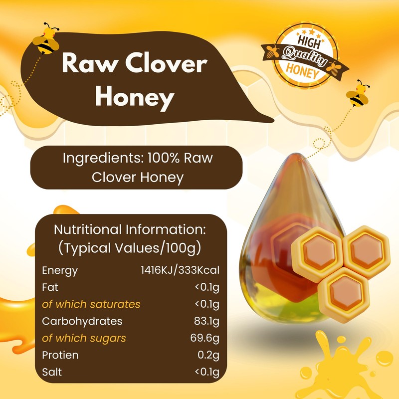 Heather Hills Farm Raw Clover Honey 340g (12oz) | Pure,