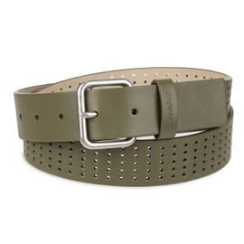 Dickies Women's Multi-Perforated Casual Belt with Square Harness Buckle, Olive, Medium