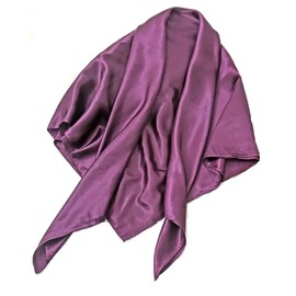 New Satin Silk Shiny Plain Solid Colours Large Square Plain Head Neck Scarf Wrap 90 X 90 cm (Purple)