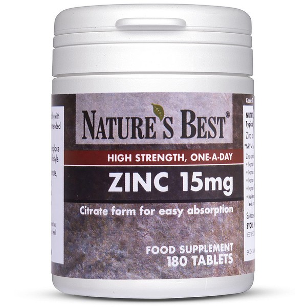 Supercharge Your Immunity: High-Strength Zinc 15mg, 180 Tablets, 6-Month Supply | Nutritionist-Recommended, Highly Absorbable Citrate Form | Small, Easy-to-Swallow, Vegan Tablets for Optimal Wellness!