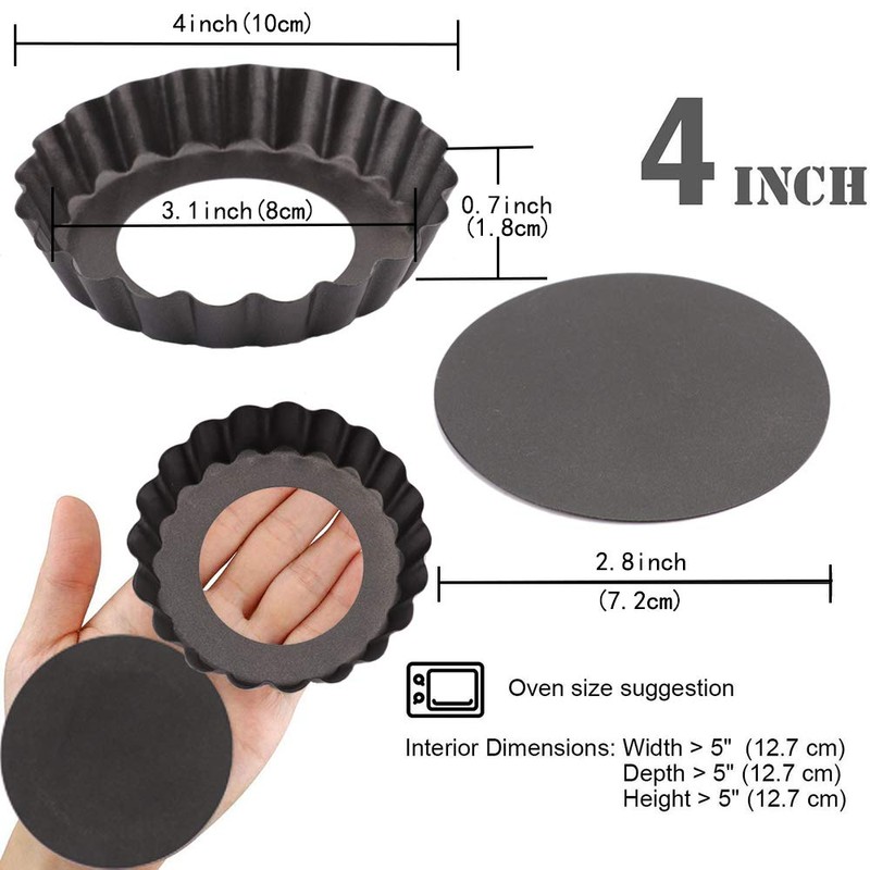 Gutsdoor 6 Pack Mini Tart Pan 4 Inch with Removable