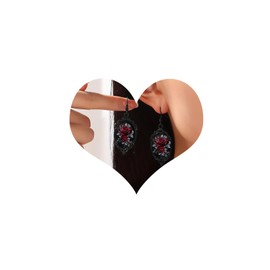 Rose Cameo Earrings for Women Black Rose Floral Cameo Dangle Earrings Dark Gothic Punk Style Drop Ear-rings Victorian Mystic Jewelry Accessories Gifts for Her