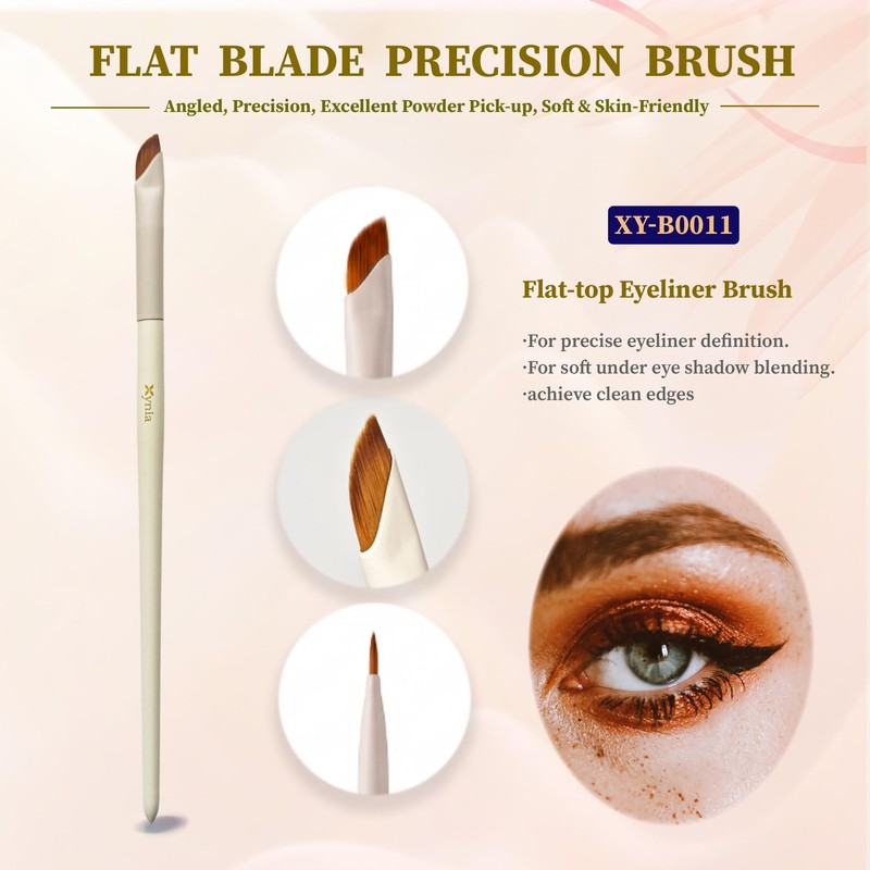 6Pcs Eyeliner & Eyebrow Brush Set Angled Blade & Sickle