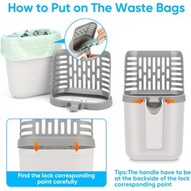 Cat Litter Scooper with Holder, Upgraded Cat Litter Shovel with Bags, Cat Scooper with Extra 135 Count Litter Waste Bags, Large Capacity Portable Litter Shovel