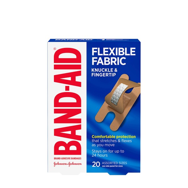 Band-Aid Brand Flexible Fabric Adhesive Bandages for Wound Care and First Aid, Finger and Knuckle, 20 ct (Pack of 6)