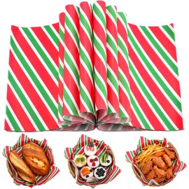 Tenceur 150 Pcs Christmas Wax Paper Sheets for Food Deli Wrapping Parchment Paper bulk colored Grease Proof Sandwich Candy Cookies Baking Basket Liners for Holiday Gifts