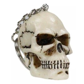 Pack of 12 Novelty Bone Colored Jointed Homosapien Cranium Skulls Keychains